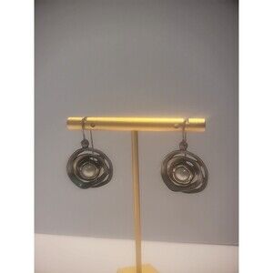 Vintage Handmade 925 Sterling Silver Earrings Hammered Spiral TL Pierced Jewelry